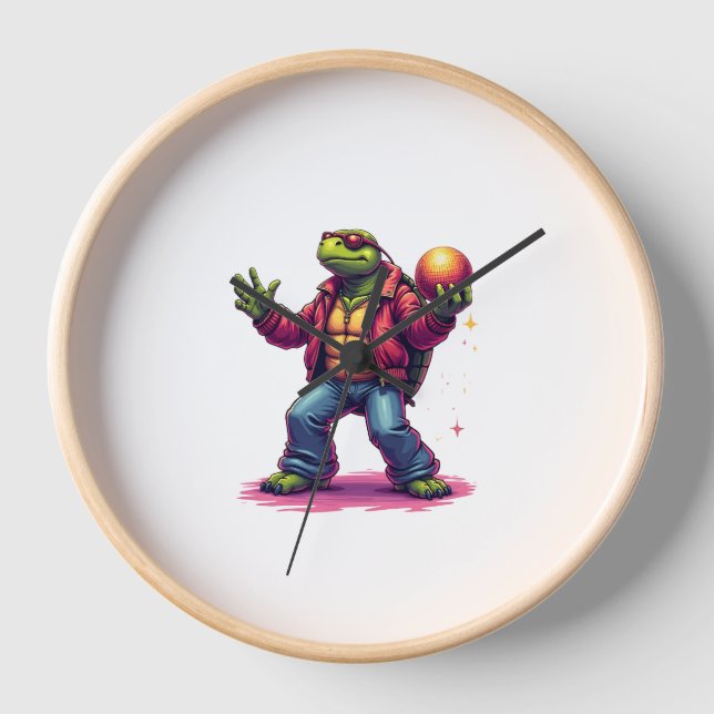 Horloge T-shirt Disco Tortue esthétique (Recto)