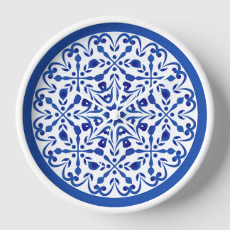 Horloge Talavera deux bleu et blanc