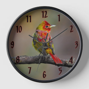 Horloge Tangara écarlate en mue - Photographie originale