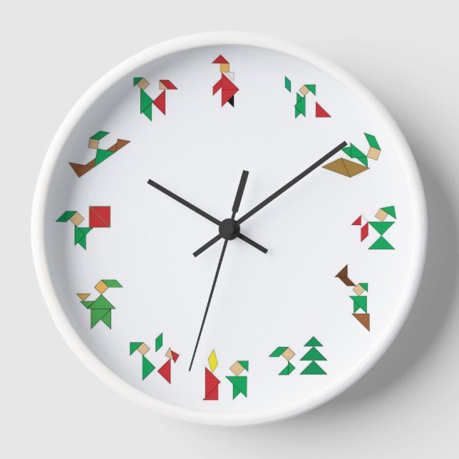 Horloge - Tangrammes des elfes de Noël (Recto)