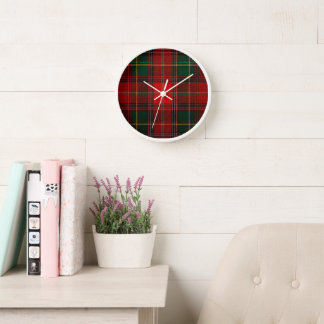Horloge Tartan Écossais Classique Royal Rouge & Vert Hérit