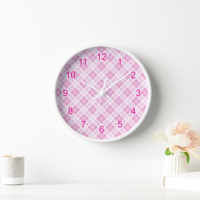 Horloge Tartan rose clair vacances de Noël motif (Maison)