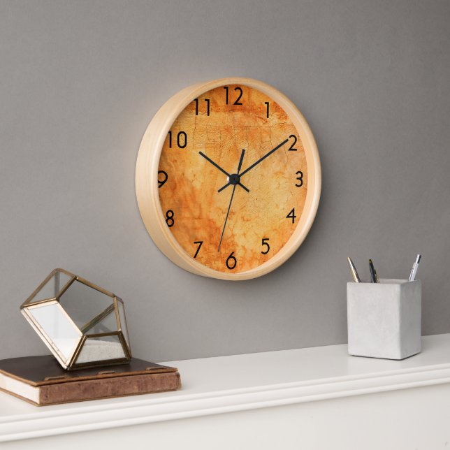 Horloge Terracotta mur rustique brûlé orange (Bureau)