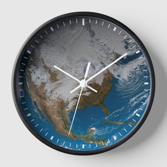 Horloge Terre Pleine Avec Des Nuages Simulés Sur L'Amériqu (Recto)