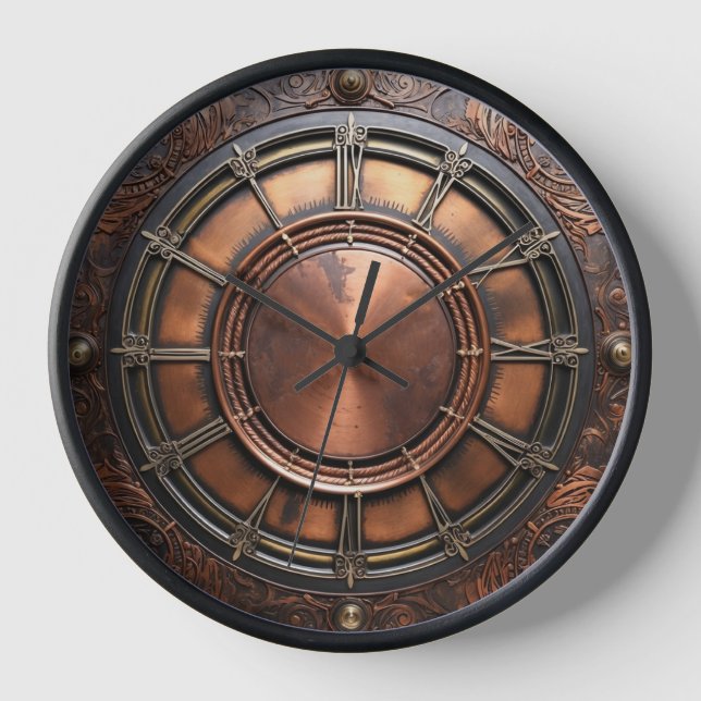 Horloge Tête de temps en cuivre Steampunk (Recto)
