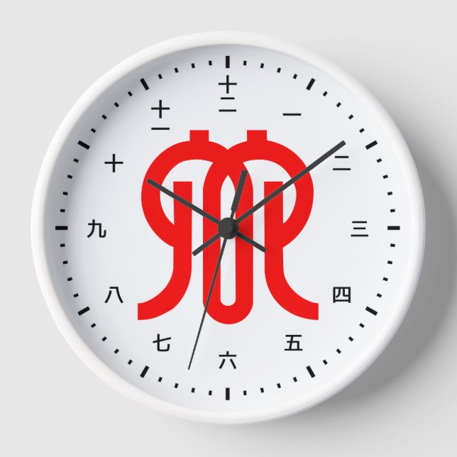 Horloge Tête d'horloge Kanji avec drapeau Kanagawa Japon (Recto)