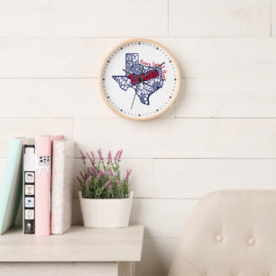 Horloge Texas Floral Doodles