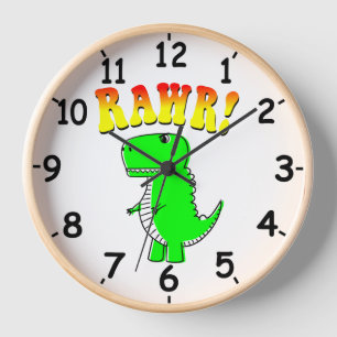 Horloge Texte Super T-Rex Rex mou et en colère