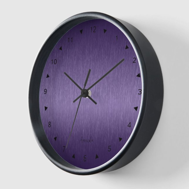 Horloge Texture métallique violette profonde minimale (Angle)