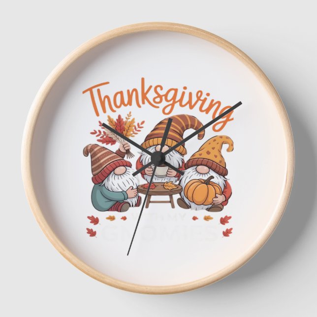 Horloge Thanksgiving Gnome Fall Leopard Turkey Essentiel T (Recto)