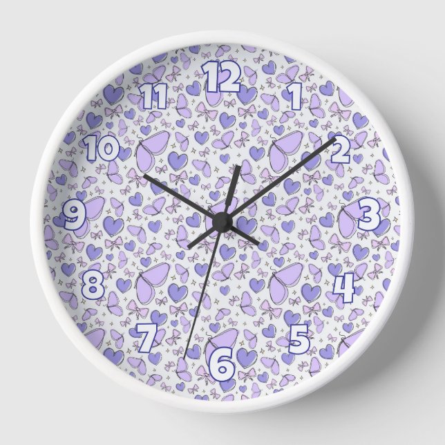 Horloge Thème Violet Papillon esthétique (Recto)