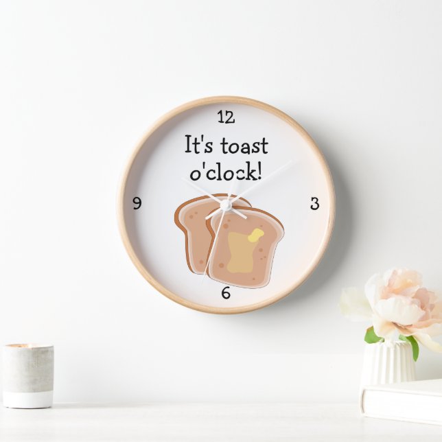 Horloge Toast O'Clock amusant graphique alimentaire (Maison)