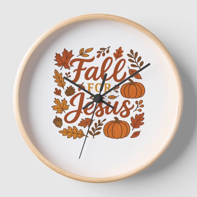 Horloge Tomber Pour Jésus Automne Citrouille Foi Chrétienn (Recto)