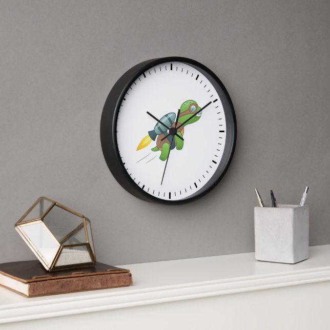 Horloge Tortue volante avec un Jetpack (Bureau)