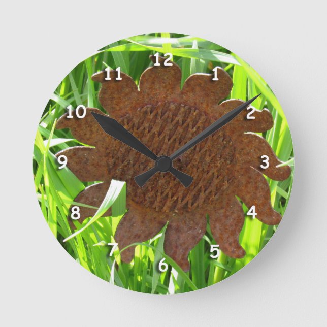 Horloge - Tournesol de fer dans l'herbe (Recto)