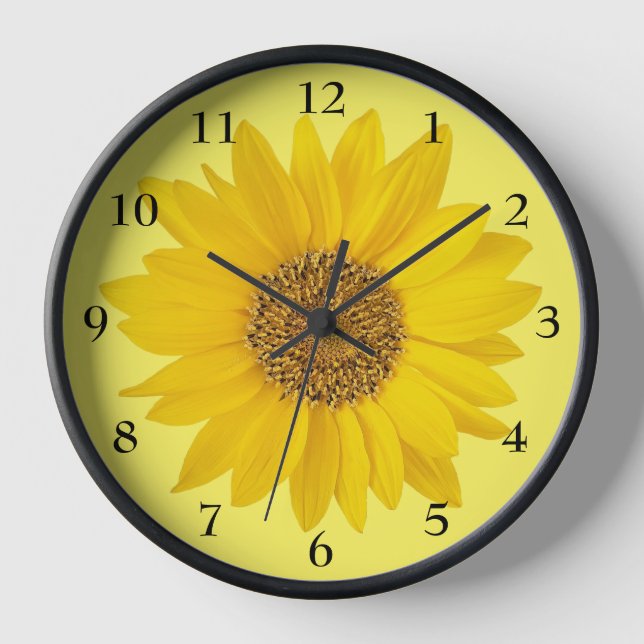 Horloge Tournesol jaune clair sur Jaune clair (Recto)