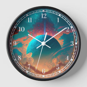 Horloge Tours surréalistes Planète Paysage visionnaire