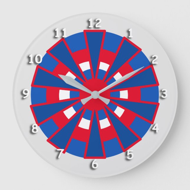 Horloge - Triangles et cercles Rouge Blanc Bleu (Recto)