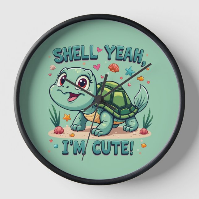 Horloge Turtle Kawaii mignonne avec jeu amusant Océan (Recto)