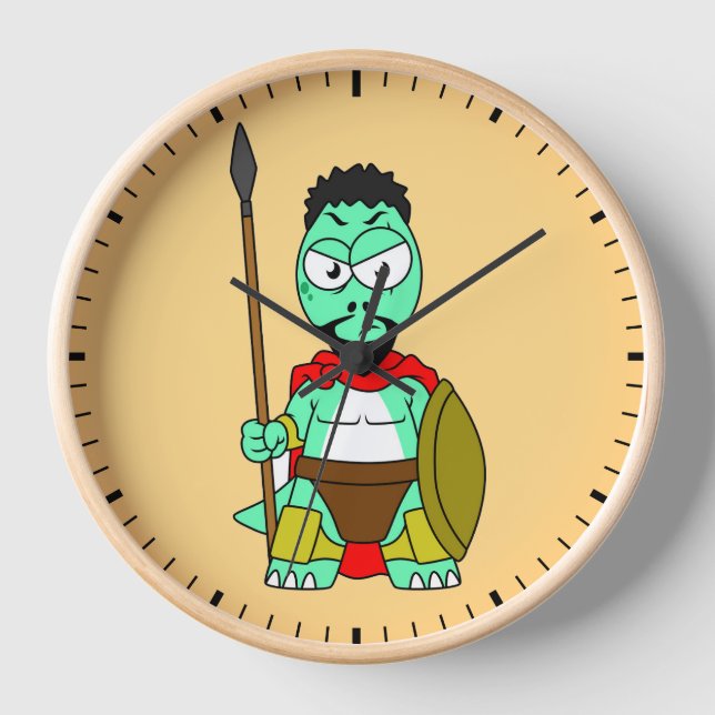 Horloge Tyrannosaurus Rex Habillé Comme Leonidas. (Recto)