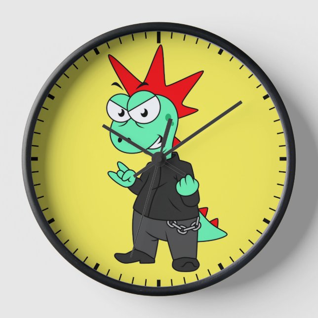 Horloge Tyrannosaurus Rex Habillé Comme Un Punk. (Recto)
