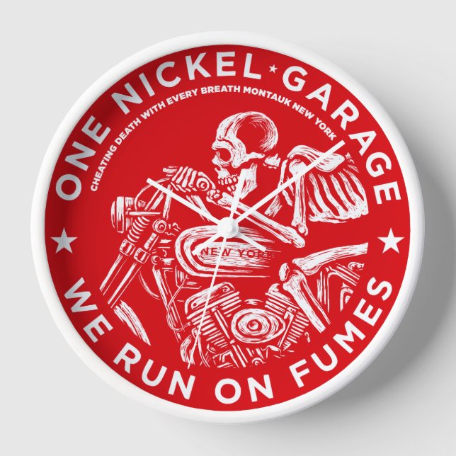 Horloge Un Garage De Nickel. Nous courons sur les fumées H (Recto)