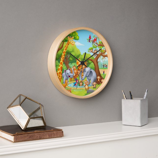 Horloge Une journée au zoo (Bureau)