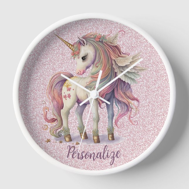 Horloge Unicorn Magique Arc-en-ciel couleurs Parties scint (Recto)