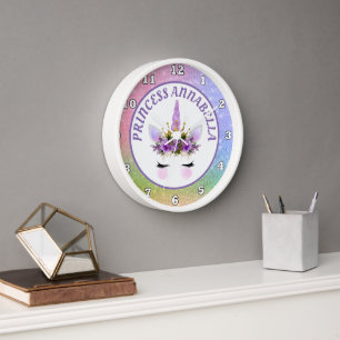 Horloge unicorne de princesse mignonne ajouter nom décor 