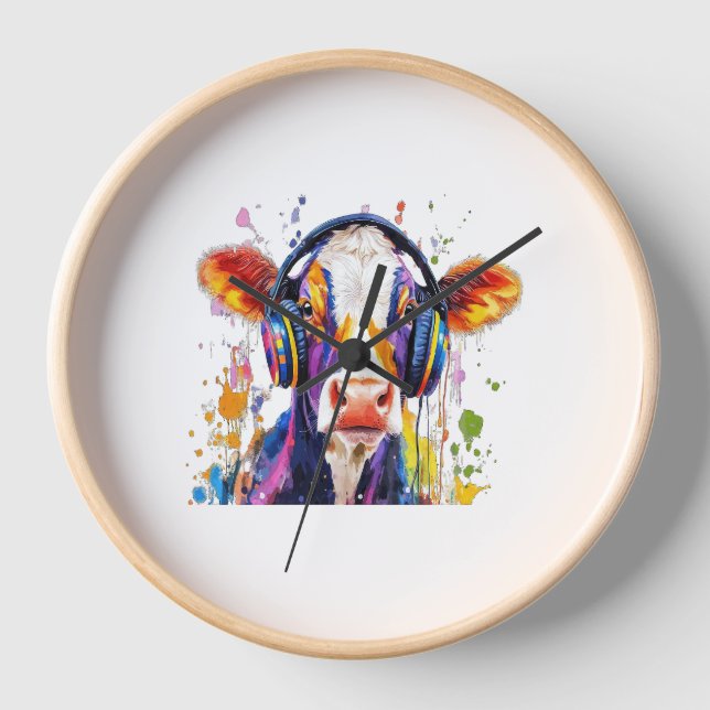 Horloge Vache des hautes terres colorées (Recto)