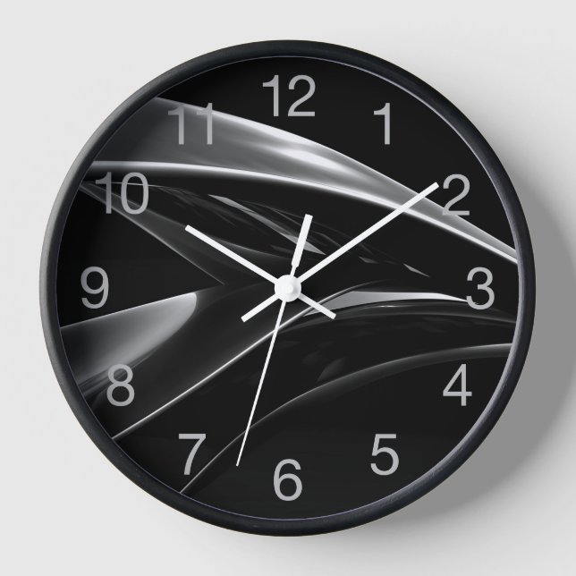 Horloge Vagues dans Chrome abstrait noir & blanc photo (Recto)
