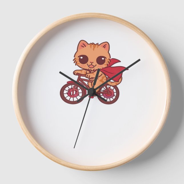 Horloge Vampire Chat sur la promenade à vélo d'Halloween - (Recto)