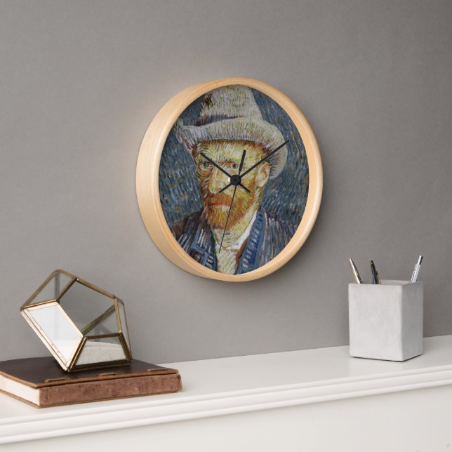 Horloge Van Gogh Autoportrait Gris Sens Casquette Peinture (Bureau)