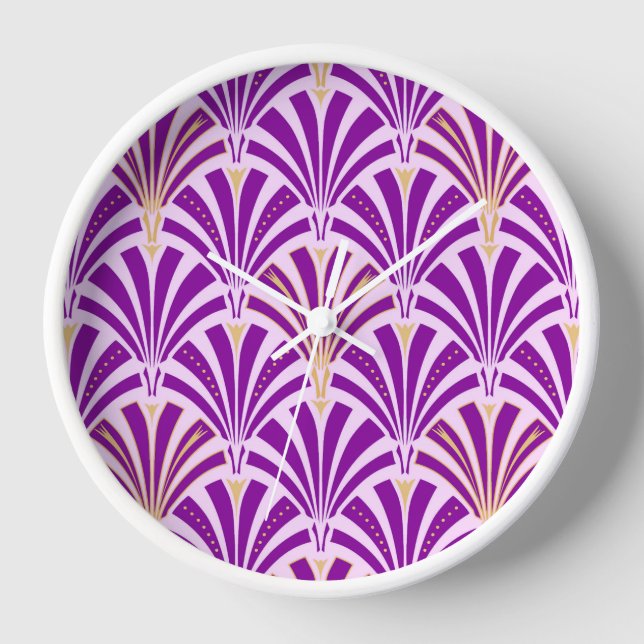 Horloge Ventilateur Art Déco motif - violet et orchidée (Recto)