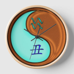 Horloge Verseau & Bœuf de Bois