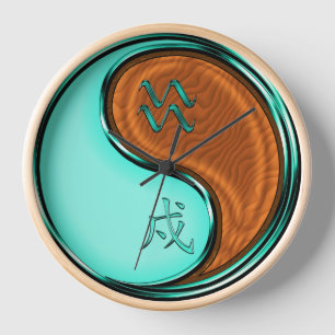Horloge Verseau & Chien de Bois