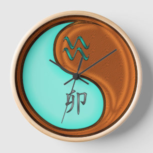 Horloge Verseau & Lapin de Bois