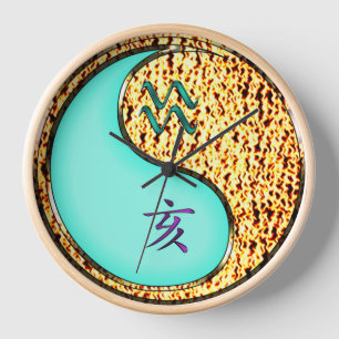 Horloge Verseau & Sanglier de Feu