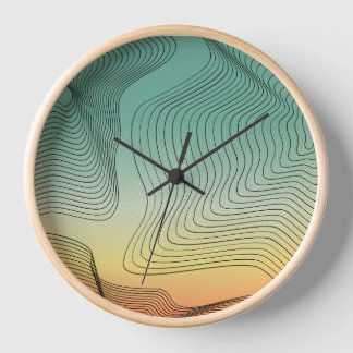 Horloge Vert Abstrait et orange