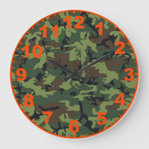 Horloge verte de Camo avec des nombres