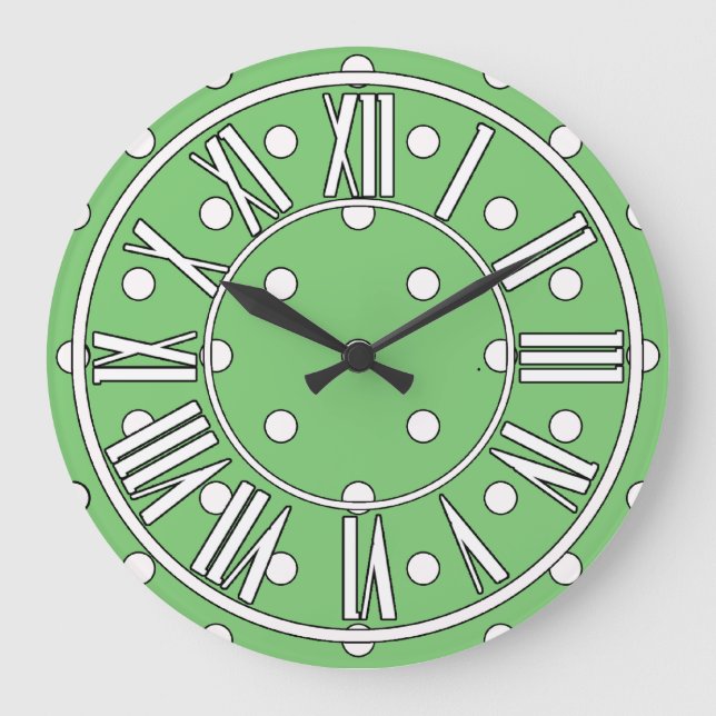 Horloge verte douce avec points blancs et détails (Recto)