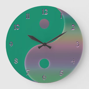 Horloge verte et amortie de Yin Yang d'arc-en-ciel