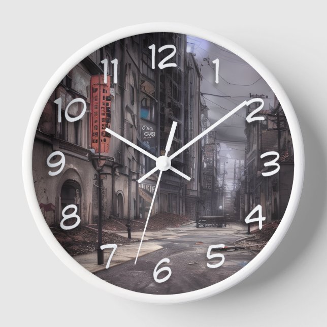 Horloge Ville abandonnée | Dystopie post-apocalyptique (Recto)