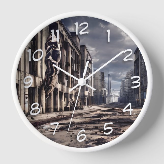 Horloge Ville abandonnée | Post Apocalypse Dystopian World (Recto)