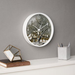 Horloge Vintage Anglais Paysage d'hiver
