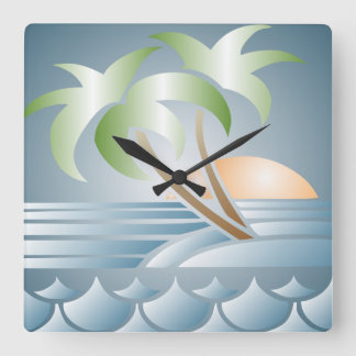 Horloge vintage Art déco Tropical Beach Wall