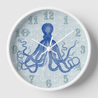 Vintage Blue Octopus avec Anchors