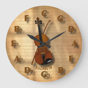 Horloge Vintage De Violon Avec Circle De Cinquante