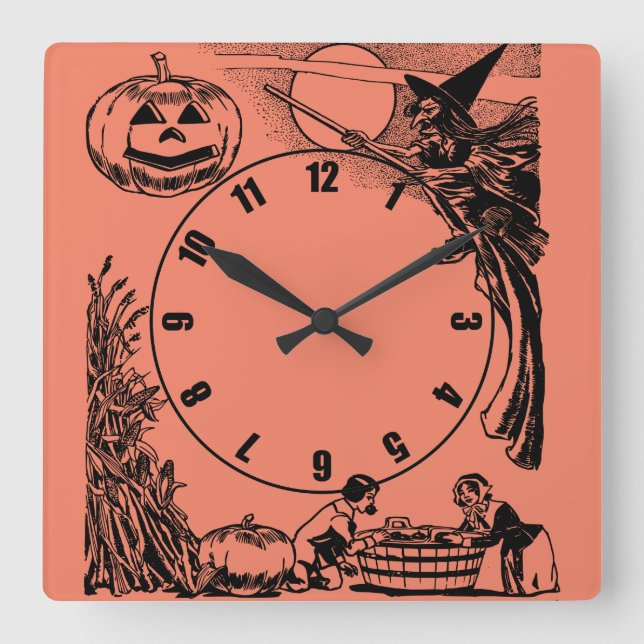 Horloge vintage du mur d'Halloween (Recto)