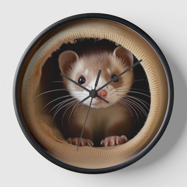Horloge Visage du Ferret de bébé - Ferrets mignons (Recto)
